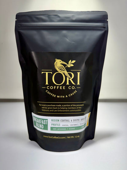 Tori Coffee Co. Breakfast Blend coffee bag, Light Roast, 12oz